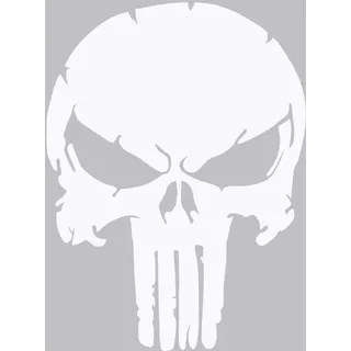 Punisher Wandtattoo Wandaufkleber Schädel Totenkopf Wandsticker Skull (M 28cm(H) x 20cm(B), Weiss)