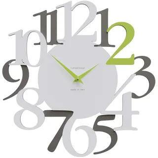 CalleaDesign - Wanduhr Modern Design Russell mit großen Ziffern, Wanduhr groß, Wanduhr ohne Tickgeräusche, genau und leise 42x42 cm [Quarzgrau, Weiß, Apfelgrün].