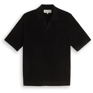 Tom Tailor Piqué Strick-Poloshirt schwarz XXL