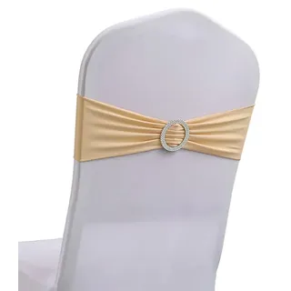 Blausky 20 St點k Stuhlschleifen,Elastisch Stuhlsch鋜pe mit Schnalle,Schleifen f黵 Stuhlhussen,Stuhl-Sch鋜pen,Stuhlsch鋜pen aus Stretch-Elastik,Stuhldekoration f黵 Hochzeit,Taufe,Feiern,13x35cm,Champagner