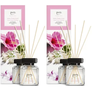 ipuro - Essentials Raumduft Flower Bowl 200ml | Raumerfrischer mit Blumenduft, Mandarine, Bergamotte, Jasmin, Veilchen & Zedernholz Duft Aroma | Diffuser mit Stäbchen | Lufterfrischer für die Wohnung