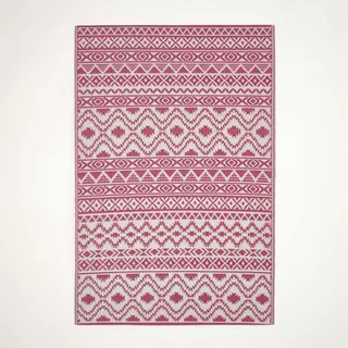 Homescapes Tia Outdoor-Teppich 180 x 270 cm Pink/Weiß
