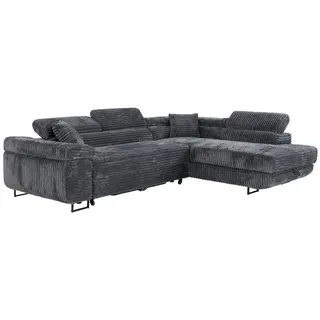 m-punkt24 Eckcouch Cordstoff 3-Sitzer Grau