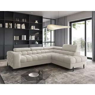 moeblo Ecksofa, Polsterecke, Eckcouch Wohnlandschaft Sofa mit Ottomane Eckgarnitur - Ecksofa Ferrucio R - Creme (Royal 18) - Creme