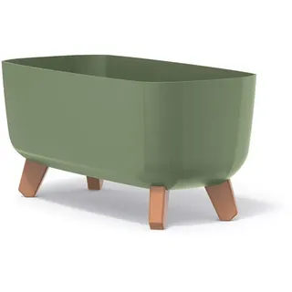 Prosperplast Gracia Case Rechteckiger Blumentopf - 19,5 x 39 x 18,7 cm -für Innen und Außen - Pflanztopf - Wetterfester Garten-Pflanztopf mit Abnehmbarer Einlage - Kräutertopf Blumenkübel, Grün