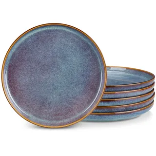 vancasso Speiseteller 6er Set 26cm, PLAYA Steingut Essteller 6 Personen Modern, Große Teller Set Lavendelblau für Frühstücksteller, Dessertteller, Flache Teller, Mikrowellen und Spülmaschinenfest