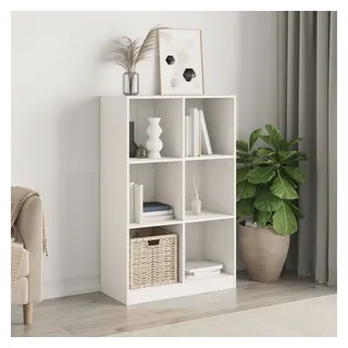 furnicato Bücherregal Weißes aus massivem Kiefernholz 70 x 33 x 110 cm, 1-tlg., Regalwand mit 6 Fächern, rustikaler Maserung und Wandhalterung weiß