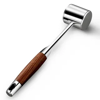 Profi Fleischklopfer Edelstahl Meat Tenderizer Schnitzelklopfer, Doppelseitig Metall Steakhammer Meat Hammer Mallet mit rutschfest Holzgriff, Spülmaschinenfest Fleischhammer Küchenhelfer Steak Hammer