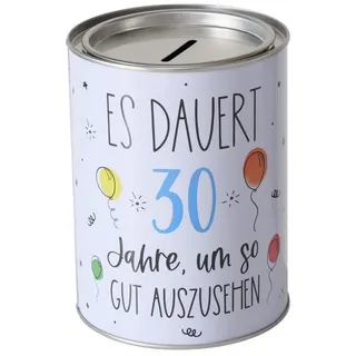 ReWu Spardose Spardose aus Blech mit Deckel zum Abnehmen weiß