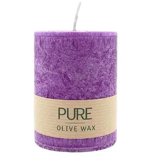 luterna 100% PURE, OLIVE WAX, vegane Stumpenkerze, Erika, WENZEL, 90/70 mm, Brenndauer ca. 40h