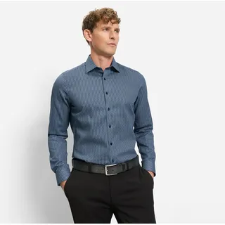 Olymp Herren Oberhemd Langarm 201814,Digitaldruck auf p/d Dobby,366 Level 5 Body fit (15.05.2015 - F16),Kent-Kragen,Marine 18,42 - 42