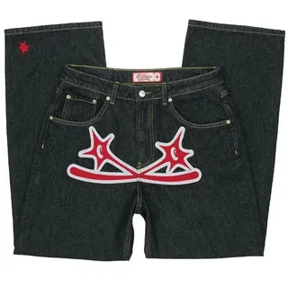 Minus-Two Y2K Jeans Herren Streetwear Hip Hop Cargo Hosen Straight Loose Baggy