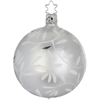 INGE-GLAS® Weihnachtsbaumkugel Christbaumkugel Freudentanz Ø 8cm Weiß matt Inge-Glas (1 St), mundgeblasen, handbemalt silberfarben