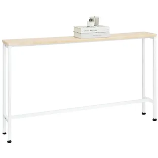 SoBuy Konsolentisch schmal 120x65x20cm für Flur | Flurtisch aus MDF und weißem Metallrahmen, offene Ablagefläche, Tragkraft 50kg, natur & weiß FSB19-Z