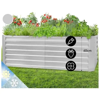 blumfeldt Blumentopf High Grow Straight, Hochbeet Metall Balkon Pflanzkasten Pflanzkübel Blumenkasten silberfarben 180 cm x 60 cm x 90 cm