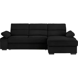 Cantus Ecksofa, Schwarz, Kunststoff, Uni, Ottomane rechts, L-Form, 258x166 cm, Typenauswahl, Stoffauswahl, seitenverkehrt erhältlich, Hocker erhältlich, Wohnzimmer, Sofas & Couches, Wohnlandschaften, Ecksofas