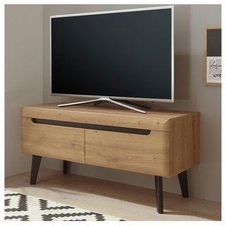 Lomadox Lowboard TIROL-61, TV im skandinavischen Design Eiche Artisan mit schwarz 107/50/40cm braun