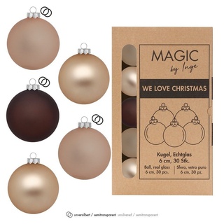 MAGIC by Inge Weihnachtsbaumkugel, Weihnachtskugeln Glas 6cm 30 Stück - Calm Grove braun