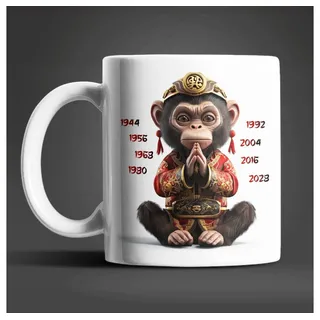 WS-Trend Tasse Affe Chinesisches Jahres Sternzeichen Tasse Kaffeetasse Teetasse, Keramik bunt