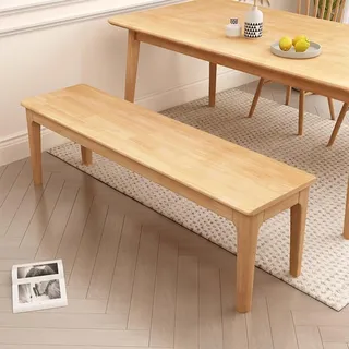 HARELA Esszimmer Sitzbank Küchenbank Wohnzimmerbank, Bank ohne Lehne, Küchenbank im Landhaus, Massive Holzbank, für Esszimmer/Schlafzimmer/Balkon, Stil Größe wählbar(Wood,150cm/59in)