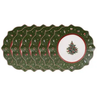 Villeroy & Boch Frühstücksteller Frühstücksteller grün 24 cm Toy's Delight 6-tlg., 6-teiliges Frühstücksset, Geschirrset, für 6 Personen, Ø24cm, grün grün