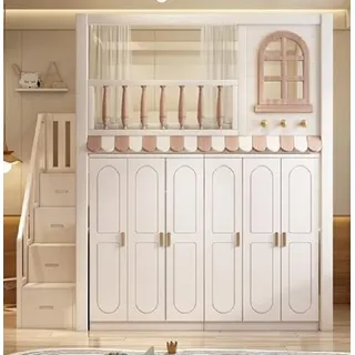 Xlmoebel Etagenbett XLMOEBEL Hochbett mit Schrank und Schubladen in Weiß (1-St), Made in Europa braun