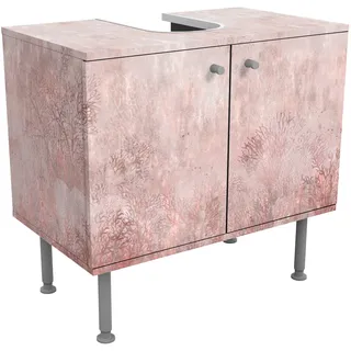 micasia Waschbeckenunterschrank 2 Türen Kunst höhenverstellbar mit Füßen - 60er Breite - originell Retro Vintage Unterschrank rosa Bad Gäste WC Möbel mit Motiv 1790