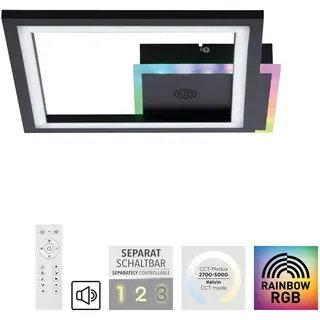 LED Deckenlampe Lautsprecher Bluetooth schwarz Lichtfarbwechsel Fernbedienung