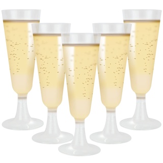 AKOLAFE 100 Stück Sektgläser Plastik 160ml Sektgläser Kunststoff Mehrweg BPA-frei Sektglas Transparentes Günstiger Sektkelch Stapelbare Champagnergläser für Hochzeiten, Geburtstage, Partys