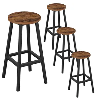 Klihome Barhocker 4er Set, Barstühle mit Metallgestell, Bar Hocker rund, Küchenstühle mit Fußstütze, Tresenhocker 150 kg belastbar, für Bar Kücheninsel Esszimmer, Vintagebraun, K0010BH-4