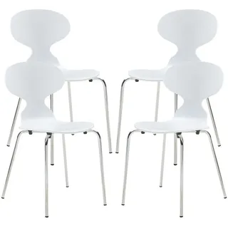 [en.casa] Esszimmerstuhl Kil Holz/Metall weiß 4er Set