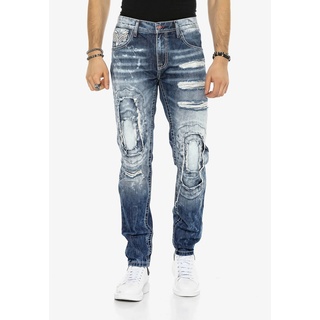 Bequeme Jeans CIPO & BAXX Gr. 40, Länge 34, blau Herren Jeans 5-Pocket-Jeans im ausgefallenen Lagen-Design