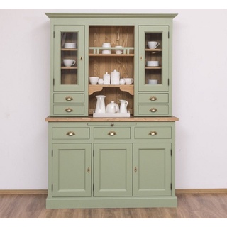 Massivholzmoebel-Becker Buffet Küchen- und Buffetschrank aus Massivholz im Landhausstil grün