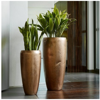 Flingora Bodenvase Ivy, mit Einsatz - Fiberglas - Indoor - Bronze - Höhe 65 cm braun Ø 31 cm x 65 cm