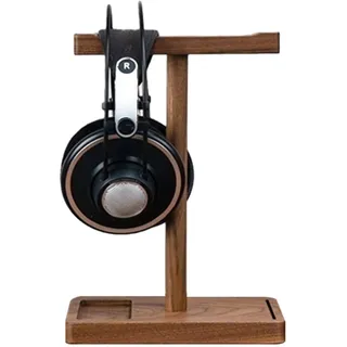 Kopfhörerständer aus Holz – Walnussholz-Spiel-Kopfhörer-Halter, Retro-Headset-Ständer aus schwarzem Walnussholz, doppelter Kopfhörer-Display-Ständer, Game-Headset-Aufhänger mit schwerer Basis für die