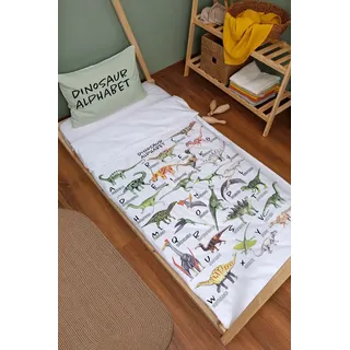 MNZ-Bio-Montessori-Bettbezug-Set (100 x 200) – Young-Serie – Dinosaurier-Alphabet ETNMN1STYG092