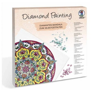 URSUS Kreativset Diamond Painting Mandala zum selbstgestalten, (Diamanten-Mandala, mit allem notwendigen Zubehör) gelb|rot|weiß