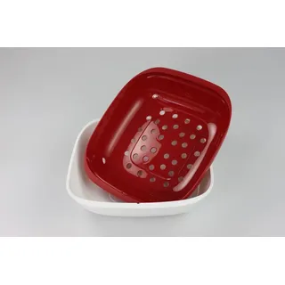 TUPPERWARE Allegra Servierschale 1,33 L rot weiß mit Sieb Auffangschale