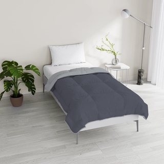 Italian Bed Linen Winter Bettdecke zweifarbig, Hellgrau/Dunkelgrau, 150x200cm