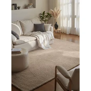 HANSE HOME Wollteppich Calmio - Natur Wohnzimmerteppich - Handgetuftet - Hygge Skandi, Boho Teppich Wolle für Wohnzimmer, Schlafzimmer, Esszimmer, Flur - Hellbeige, 160x230cm