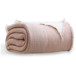 M-Diamant Tagesdecke Musselindecke Wohndecke 100% Baumwolle Babydecke Kuscheldecke, beidseitig verwendbar rosa 220 cm x 240 cm