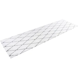 Läufer HOME AFFAIRE "Tilana" Teppiche Gr. B/L: 80 cm x 250 cm, 20 mm, 1 St., grau (weiß, anthrazit) Teppichläufer besonders weich durch Mikrofaser, Rauten-Design