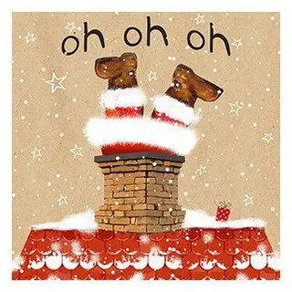 Braun+Company Atelier Weihnachtsfigur Braun & Company Servietten Motiv Atelier Oh, oh beige|rot|schwarz
