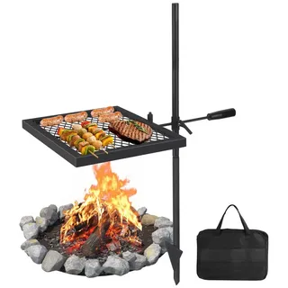 GarveeMore Holzkohlegrill Drehspieß Schwenkgrill Freistehend Belastbarkeit 600 °C 40x40cm