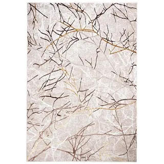 Mazovia Designteppich Modern Teppich für Wohnzimmer - Glänzende Beige Creme mit Gold, 140 x 200 cm beige|braun 140 x 200 cm