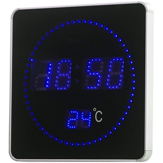 Lunartec LED Funkuhr: Flache LED-Funk-Tisch- & Wanduhr, Temperatur-Anzeige, Blaue LEDs (Funkuhr Digital, LED Uhren, Beleuchtung)