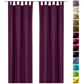 heimtexland ® Dekoschal Baumwolle Uni Blickdicht Vorhang Schlaufenschal Gardine Lila Aubergine HxB 160x125 Typ625