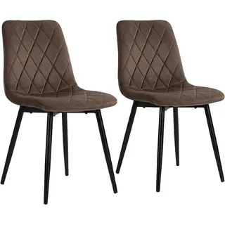 Relaxdays Esszimmerstuhl Samt Braun/Schwarz 2er Set