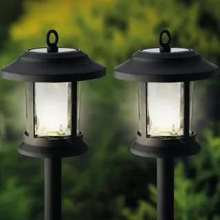 MARELIDA LED Solar Gartenleuchte 3in1 Laterne/Hängeleuchte/Wegleuchte H: 32cm 2er Set