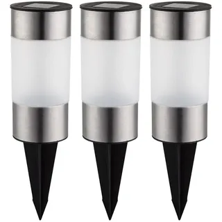 GLOBO Solarleuchte Edelstahl 6,3x23,5 cm 3er Set silber